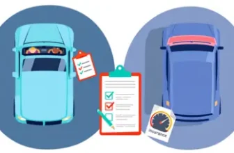 a top view of a car with a clipboard and checklist